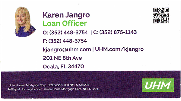 Karen Crumrine's business card.